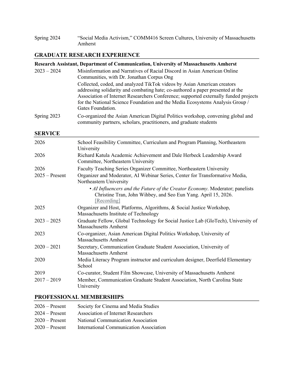 Curriculum vitae, page 6 of 7
