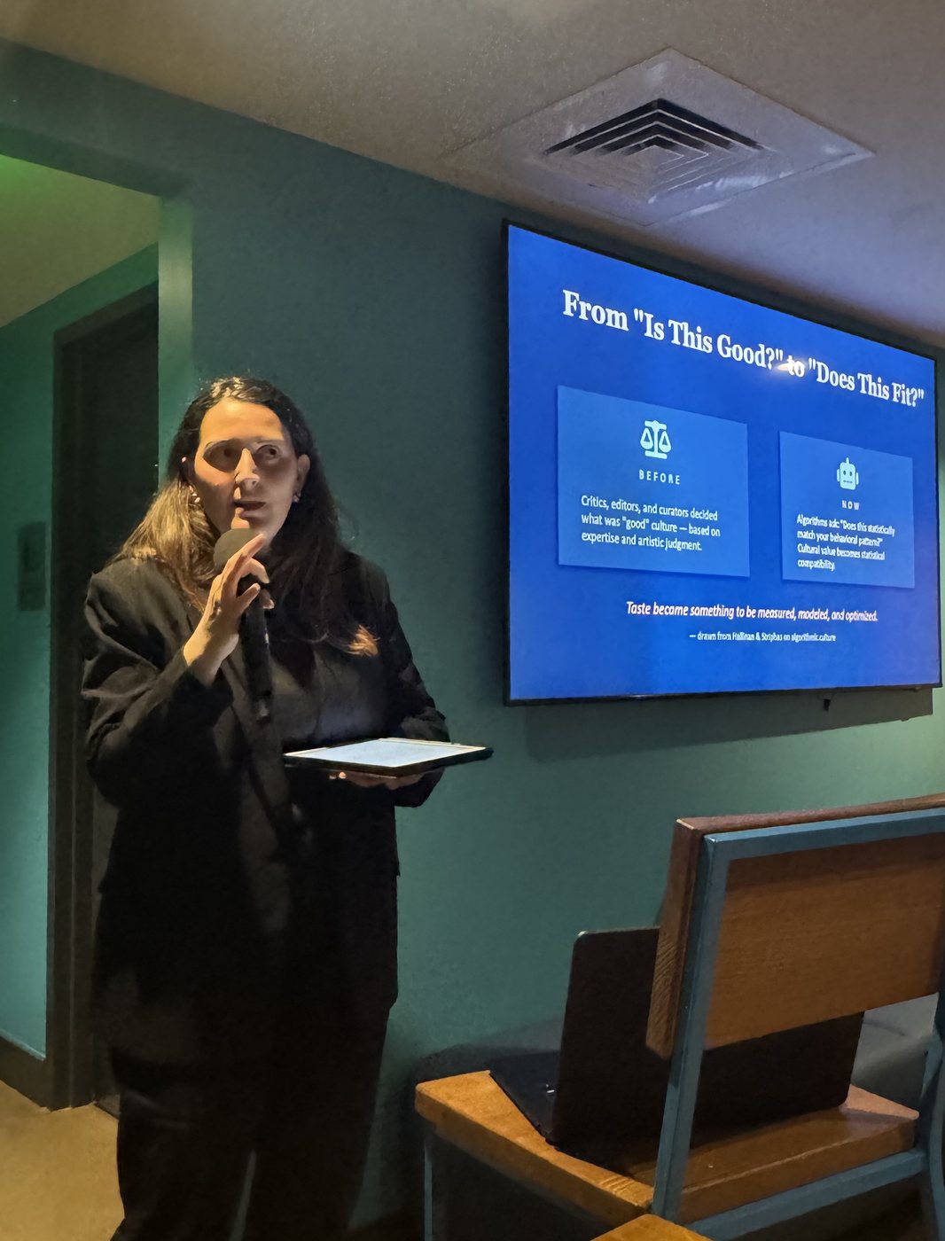 Nora Suren speaking at Binge Thinking in Boston
